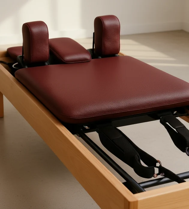 Frau praktiziert sanftes Pilates im Einklang mit ihrem Zyklus im Nyra Pilates Studio